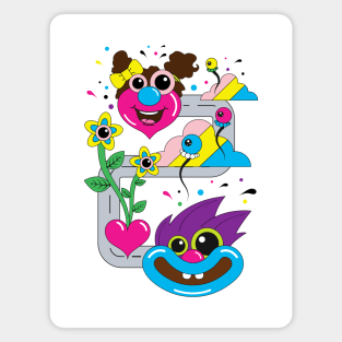 Boy and girl funny illustration Magnet